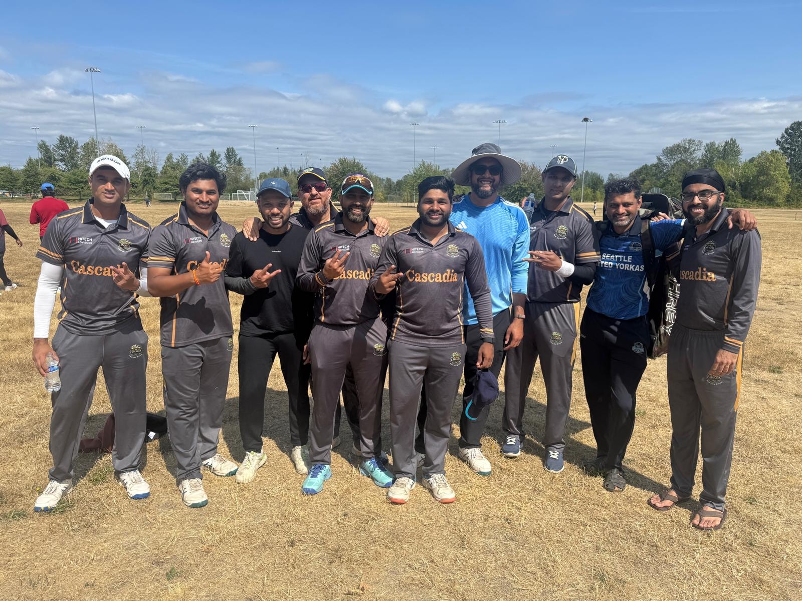 Cricket team celebrating